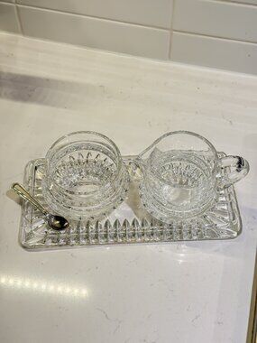 Vintage Nachtmann Crystal Creamer & Sugar Bowl with Tray